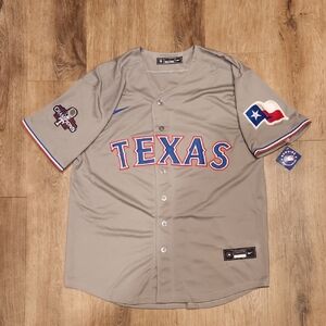 Leody Taveras Texas Rangers WS Champs Gray Mens LARGE NEW